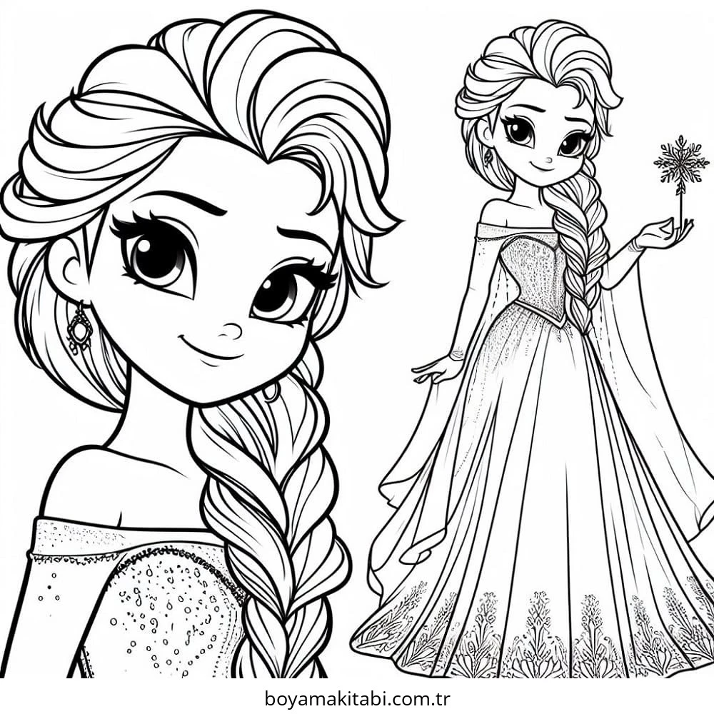 Frozen (Karlar Ülkesi) boyama sayfası – renkli çizimler, okul öncesi