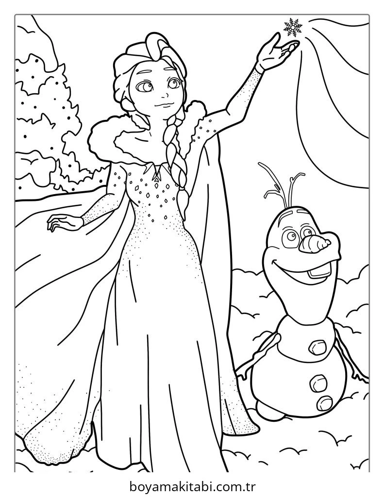 Frozen (Karlar Ülkesi) boyama sayfası – kolay boyama, eğitici aktivite