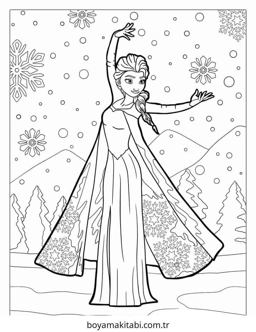 Frozen (Karlar Ülkesi) boyama sayfası – eğitici aktivite, yaratıcılık