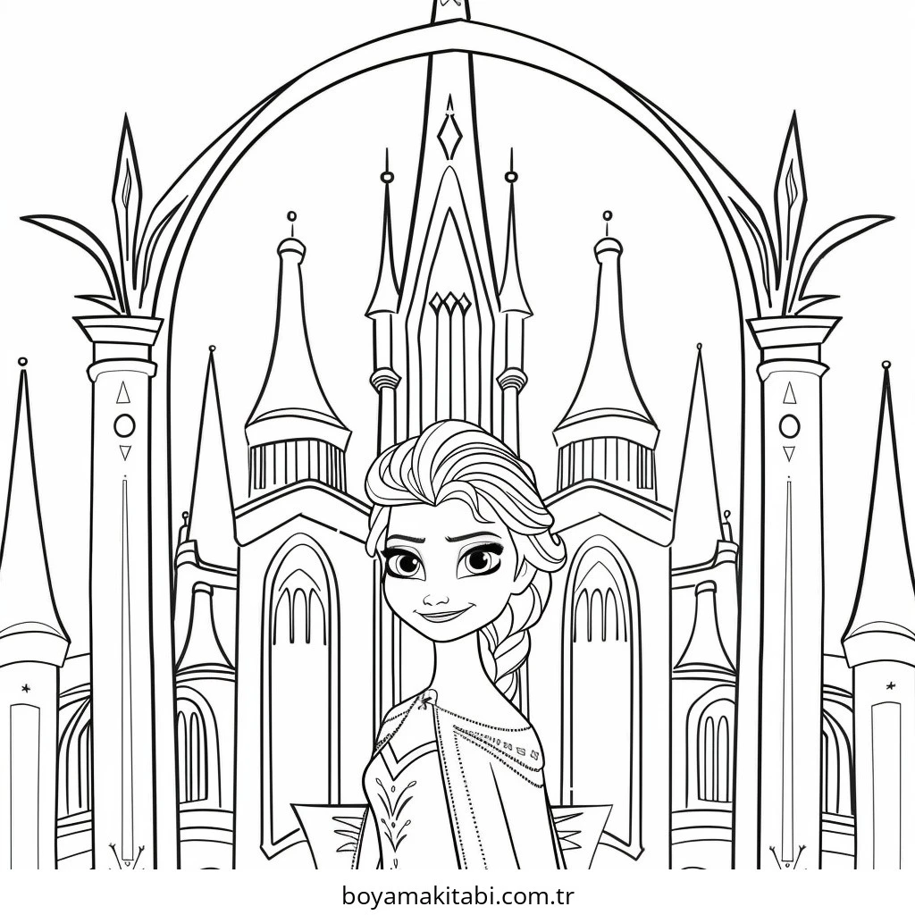 Frozen (Karlar Ülkesi) boyama sayfası – basit çizim, kolay boyama