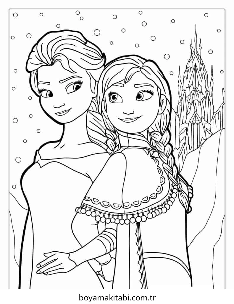 Frozen (Karlar Ülkesi) boyama sayfası – eğlenceli etkinlik, el becerilerini geliştirir