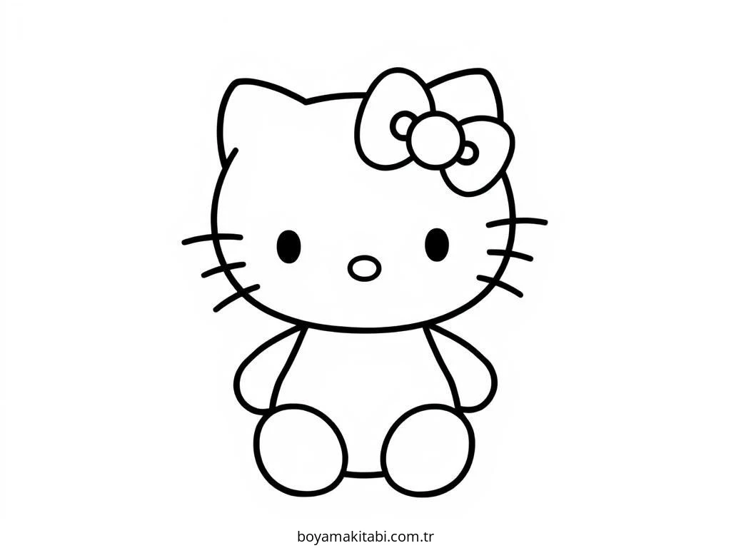 Hello Kitty boyama sayfası – basit çizim, kolay boyama