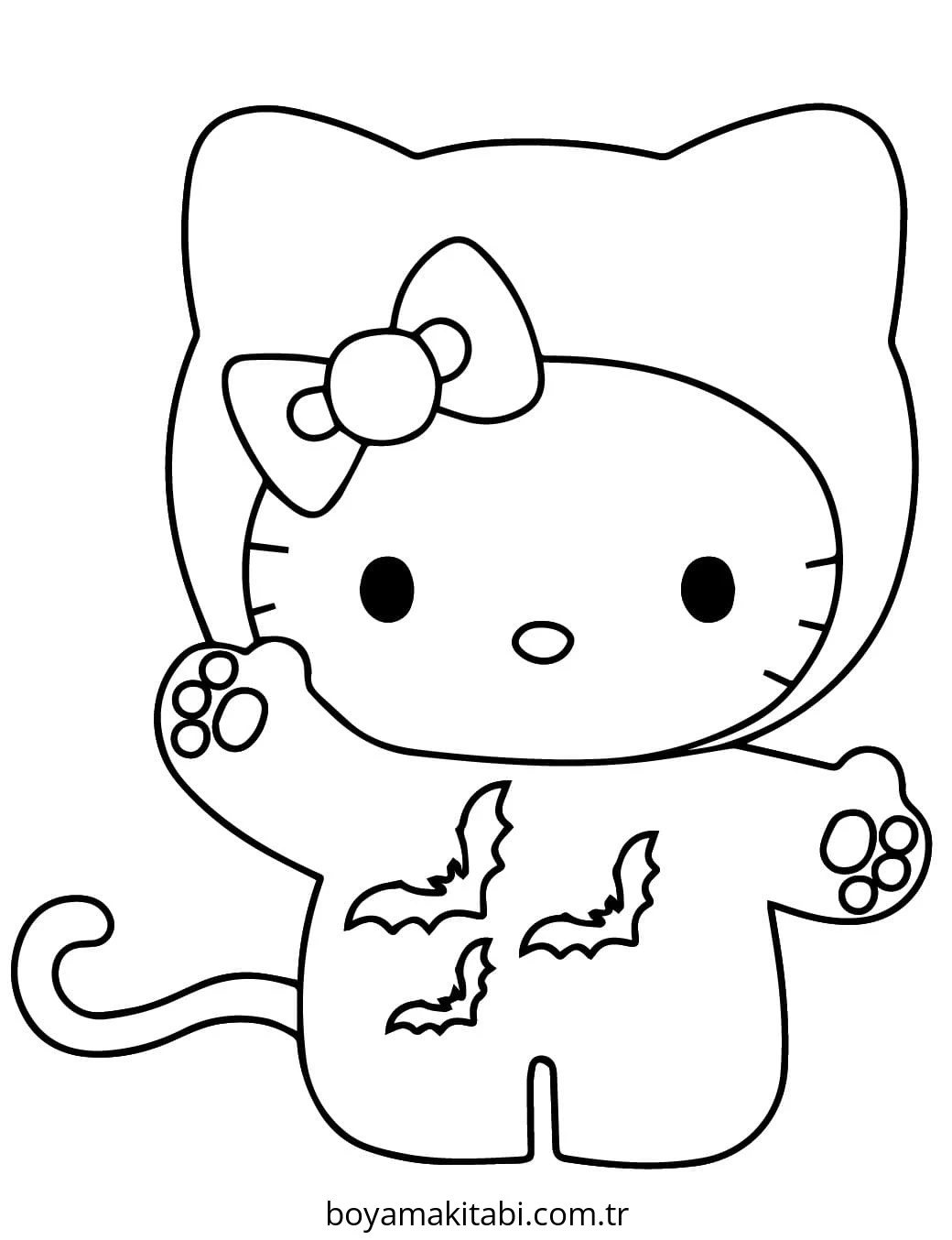 Hello Kitty boyama sayfası – boyama çalışması, yaratıcılığı geliştirir