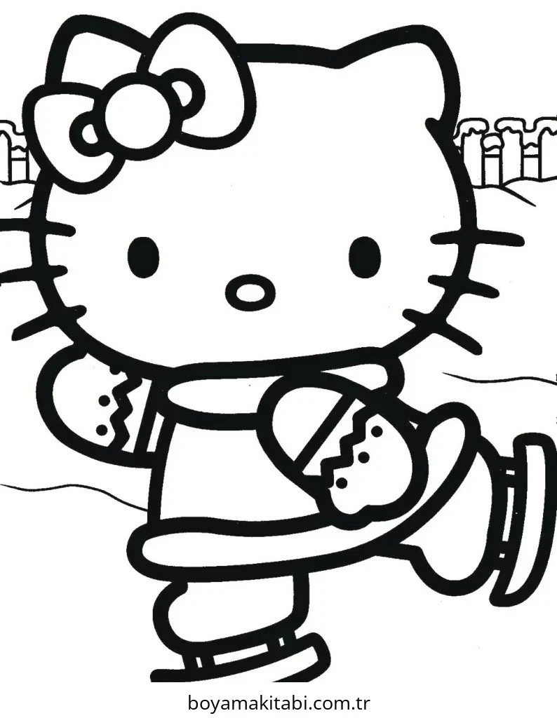 Hello Kitty boyama sayfası – eğlenceli etkinlik, el becerilerini geliştirir