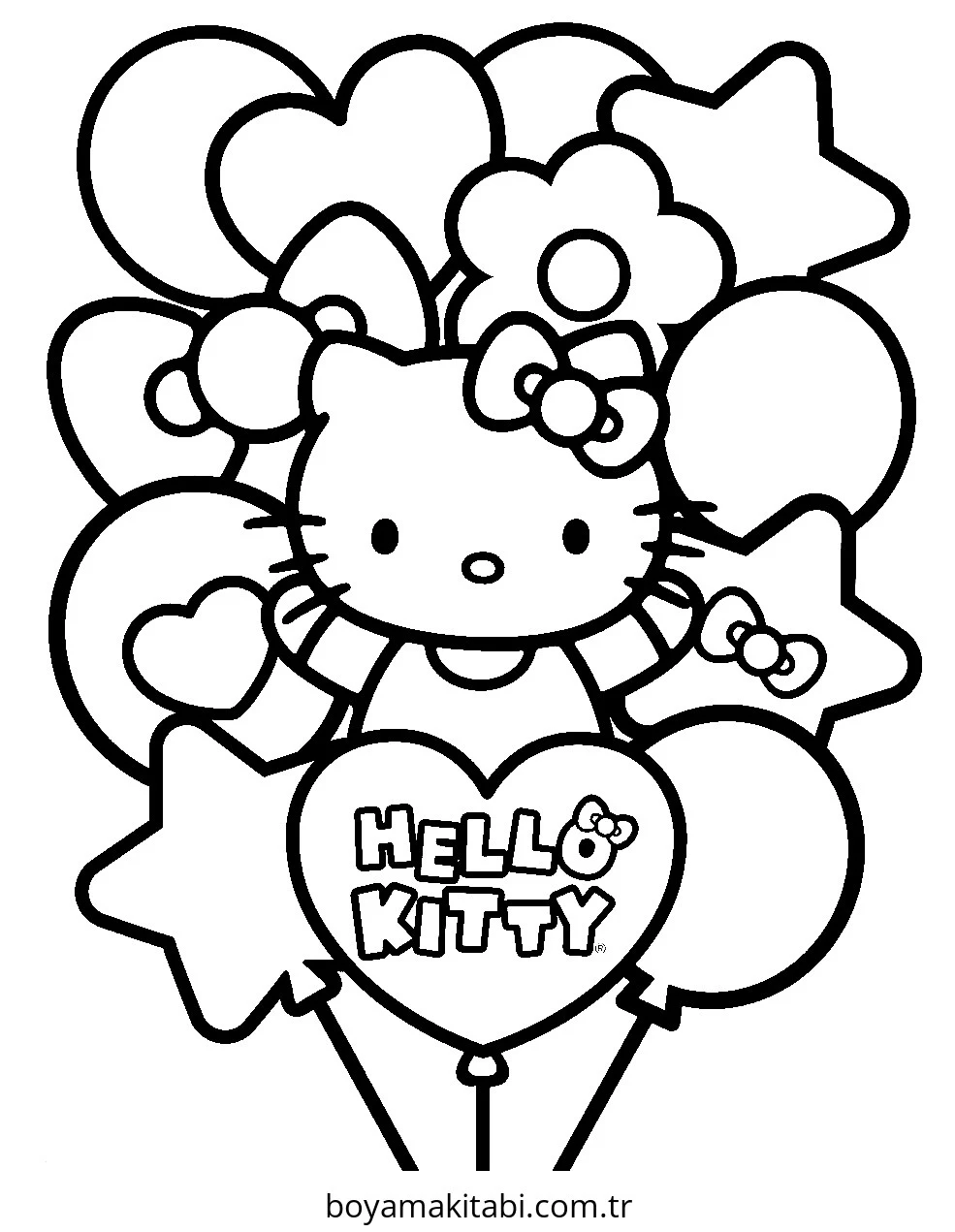Hello Kitty boyama sayfası – sevimli karakter, sanatsal çalışma