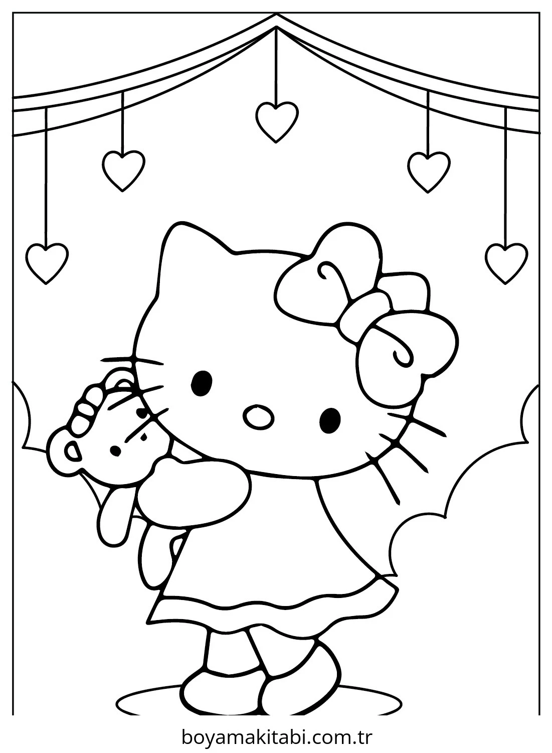Hello Kitty boyama sayfası – el becerilerini geliştirir, boyama çalışması