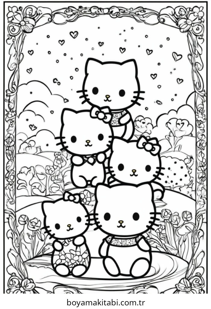 Hello Kitty boyama sayfası – keyifli zaman, renkli çizimler