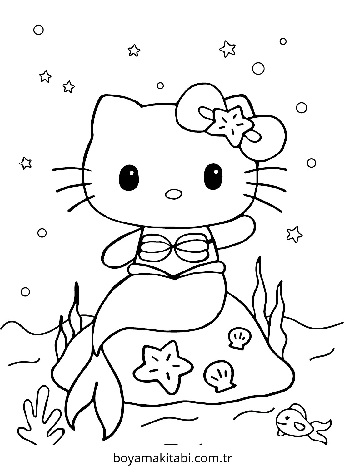 Hello Kitty boyama sayfası – evde etkinlik, ücretsiz yazdır