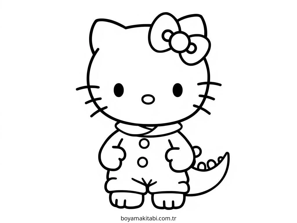 Hello Kitty boyama sayfası – çocuk aktivitesi, PDF indir