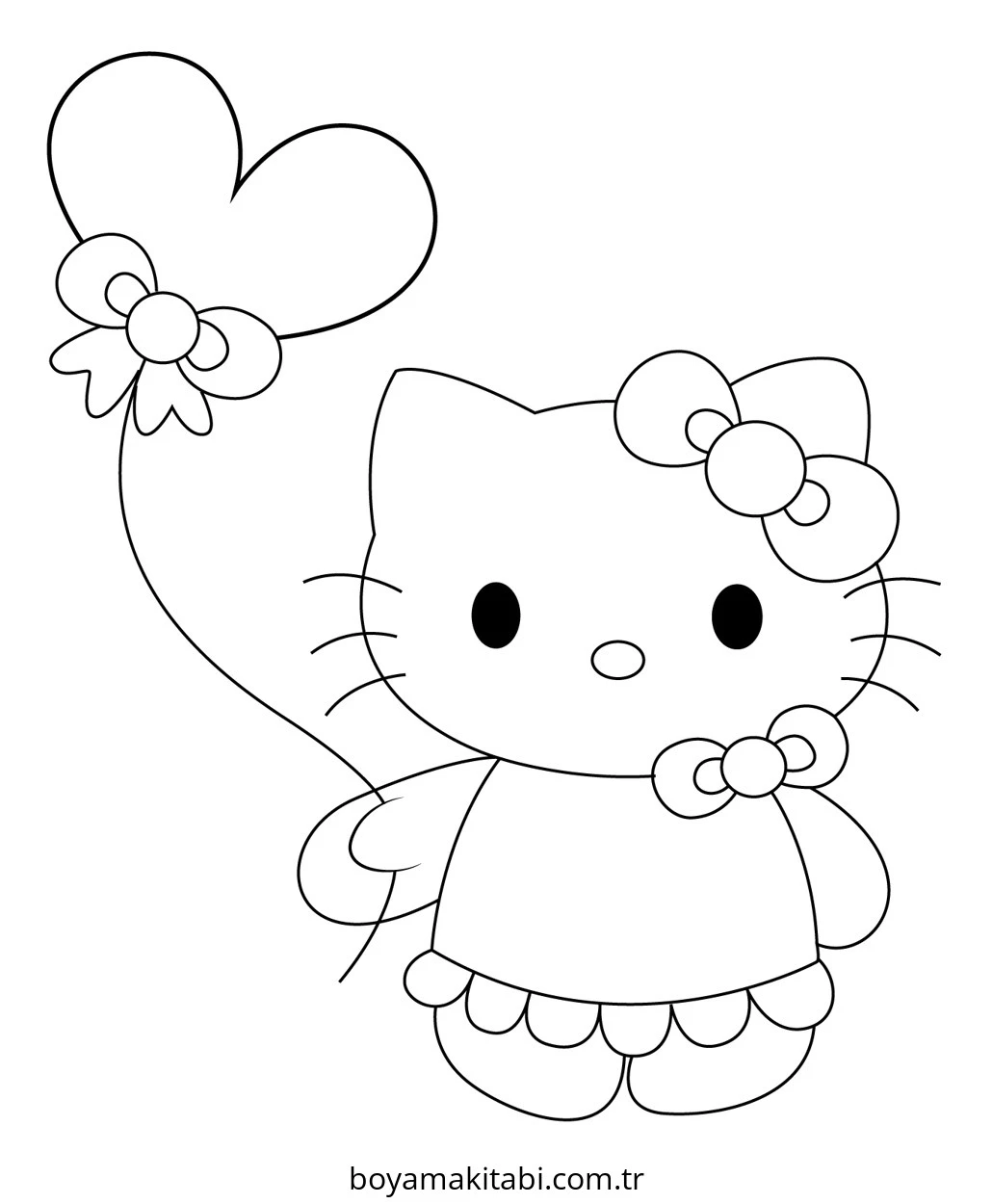 Hello Kitty boyama sayfası – boyama çalışması, yaratıcılığı geliştirir