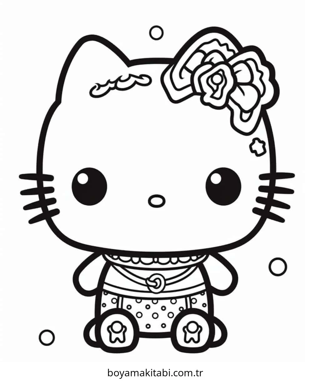 Hello Kitty boyama sayfası – kolay boyama, eğitici aktivite
