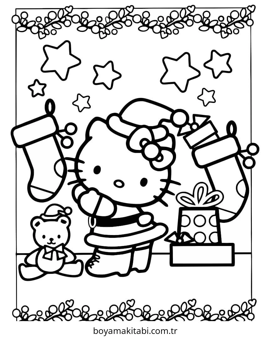 Hello Kitty boyama sayfası – eğlenceli etkinlik, el becerilerini geliştirir