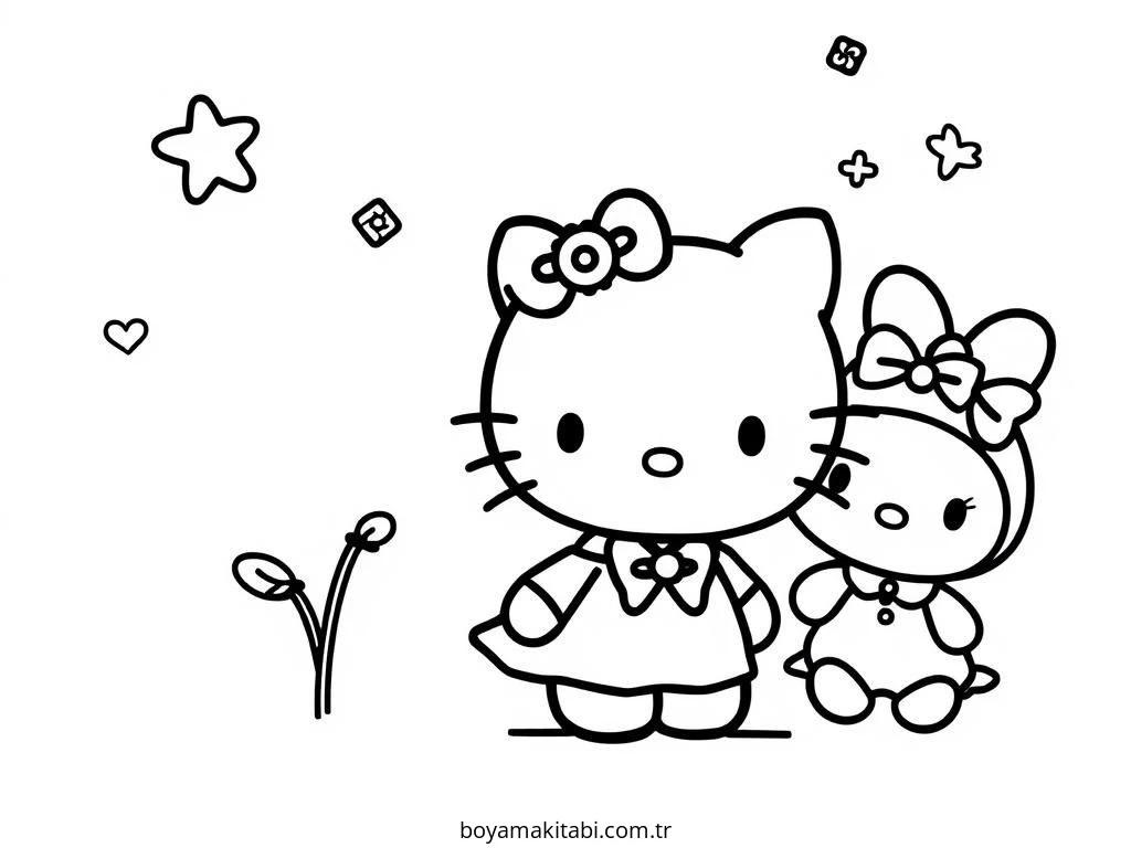 Hello Kitty boyama sayfası – yaratıcılığı geliştirir, keyifli zaman