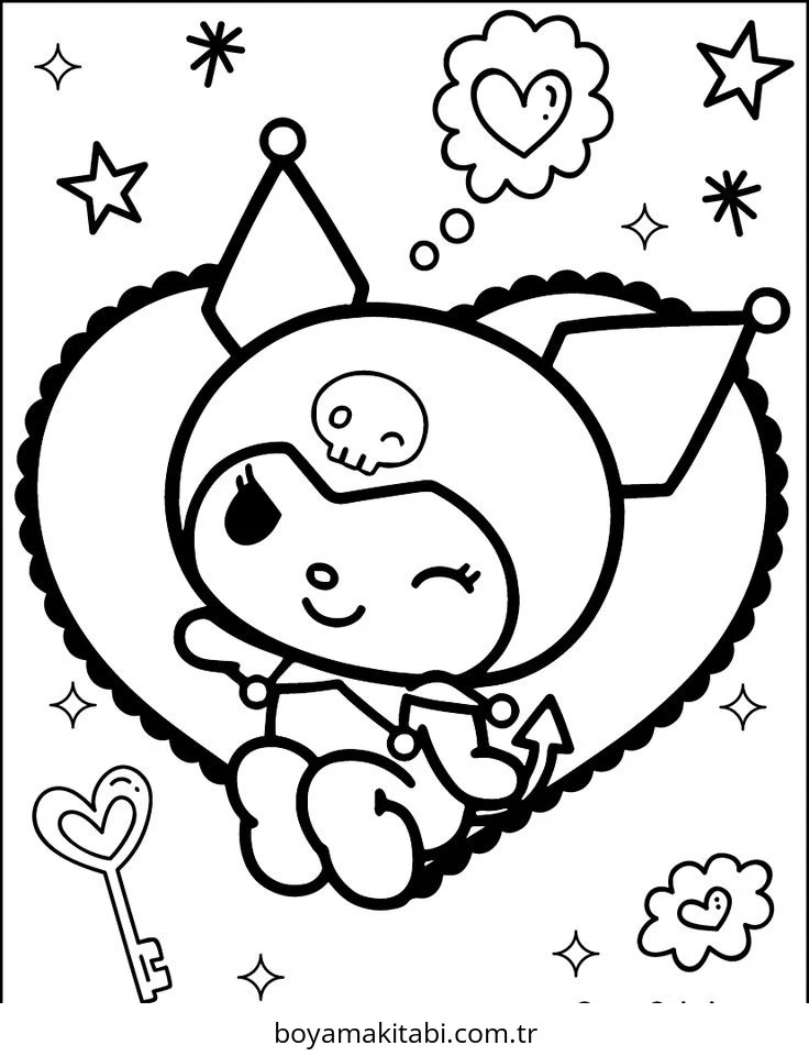 Hello Kitty boyama sayfası – sevimli karakter, sanatsal çalışma