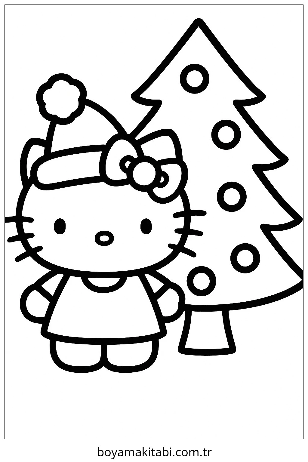 Hello Kitty boyama sayfası – çizgi film temalı, basit çizim
