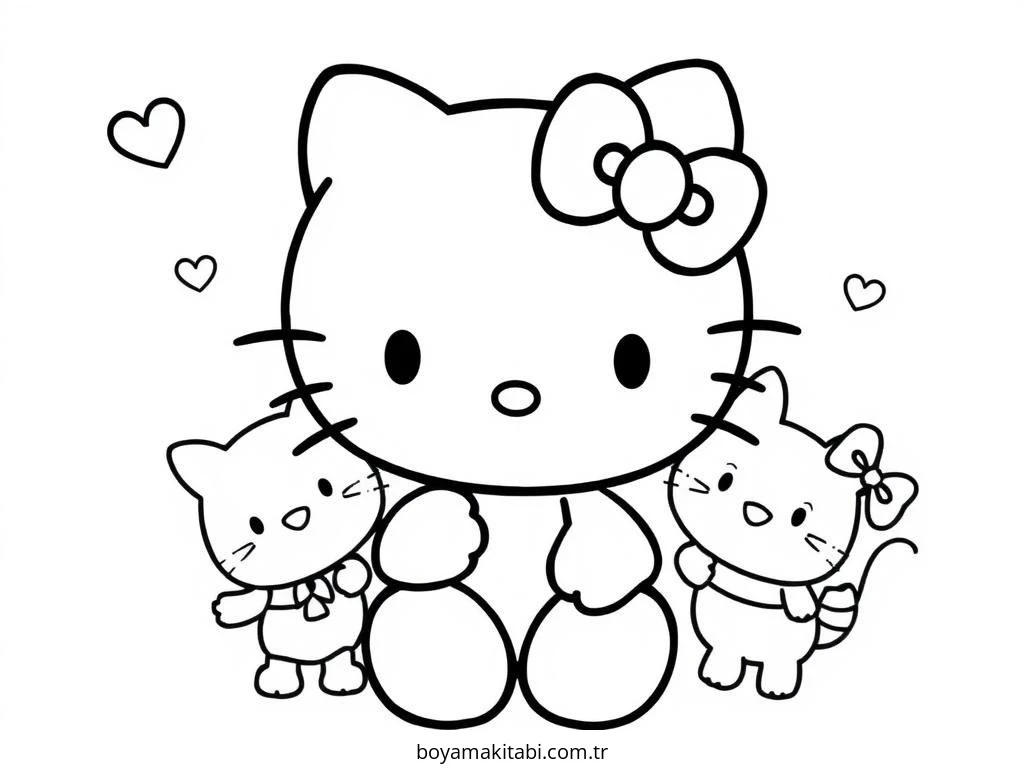 Hello Kitty boyama sayfası – keyifli zaman, renkli çizimler