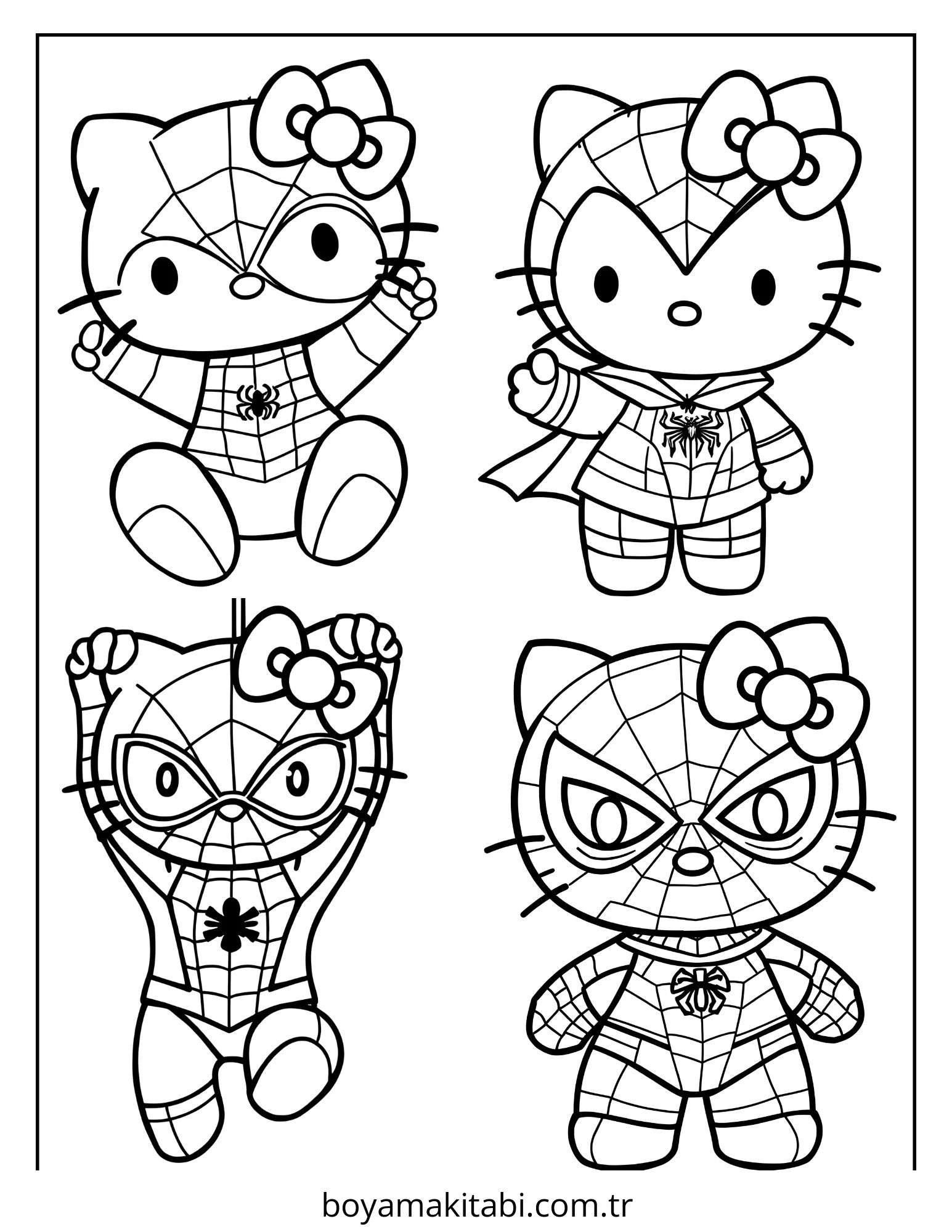 Hello Kitty boyama sayfası – çocuk aktivitesi, PDF indir