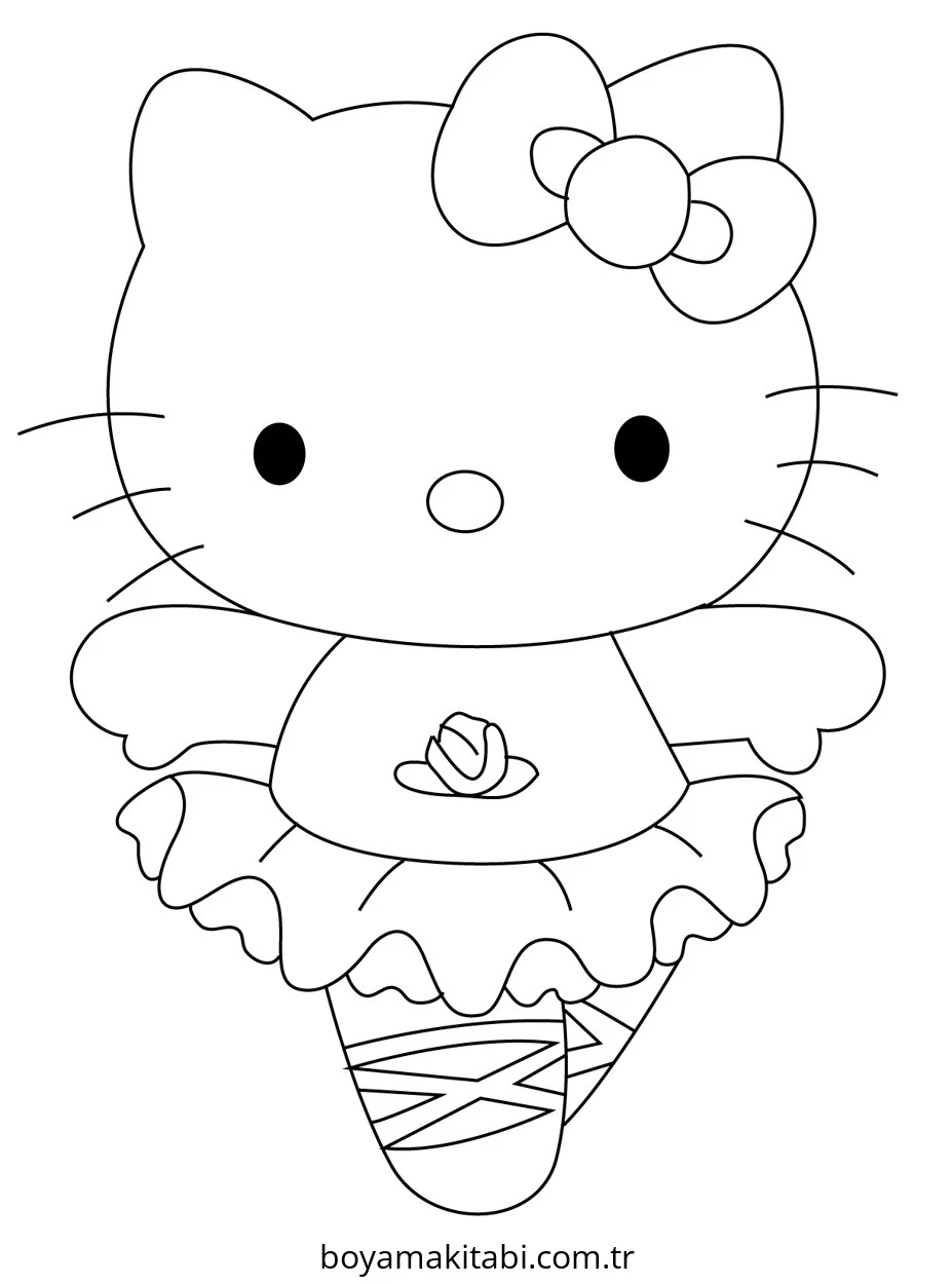 Hello Kitty boyama sayfası – sanatsal çalışma, çocuklar için