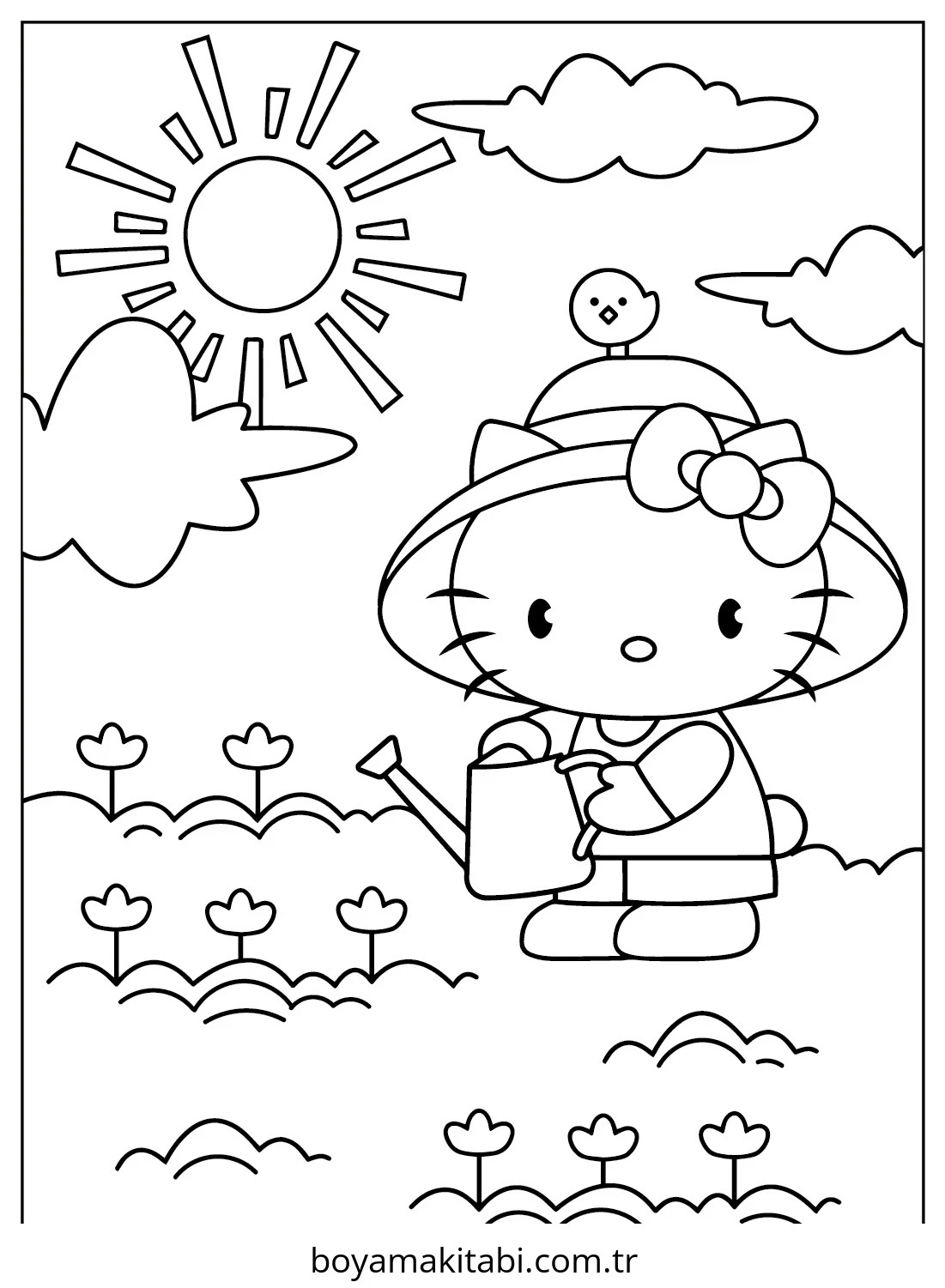 Hello Kitty boyama sayfası – yaratıcılık, eğlenceli etkinlik