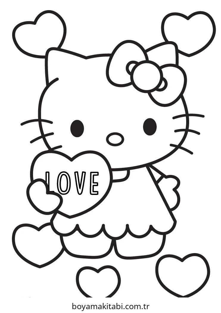 Hello Kitty boyama sayfası – ücretsiz yazdır, boyama etkinliği