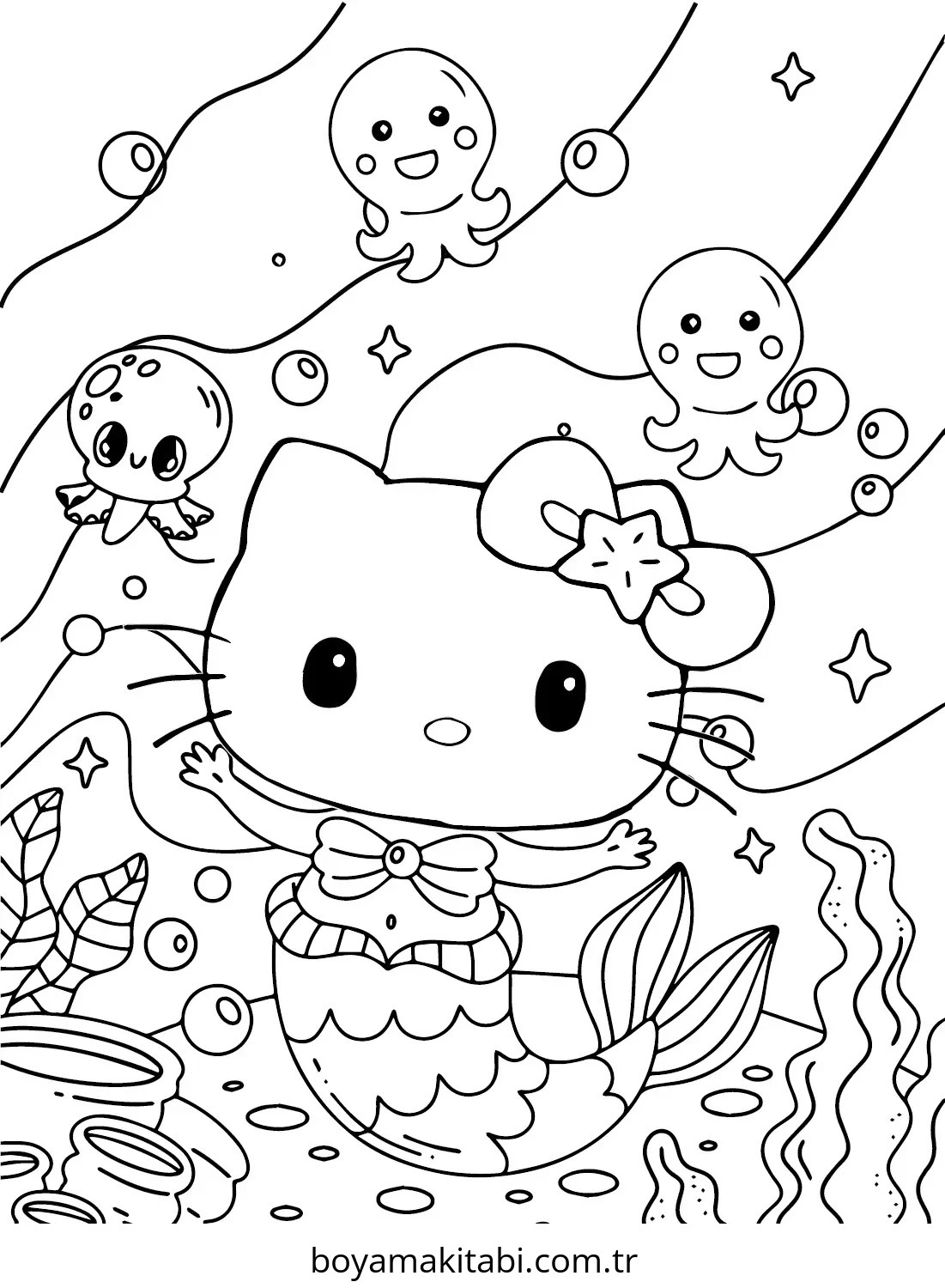 Hello Kitty boyama sayfası – çocuklar için, çizgi film temalı