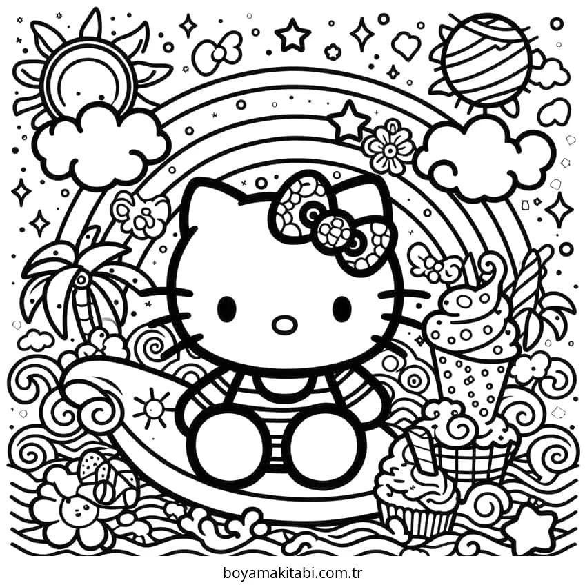 Hello Kitty boyama sayfası – okul öncesi, evde etkinlik