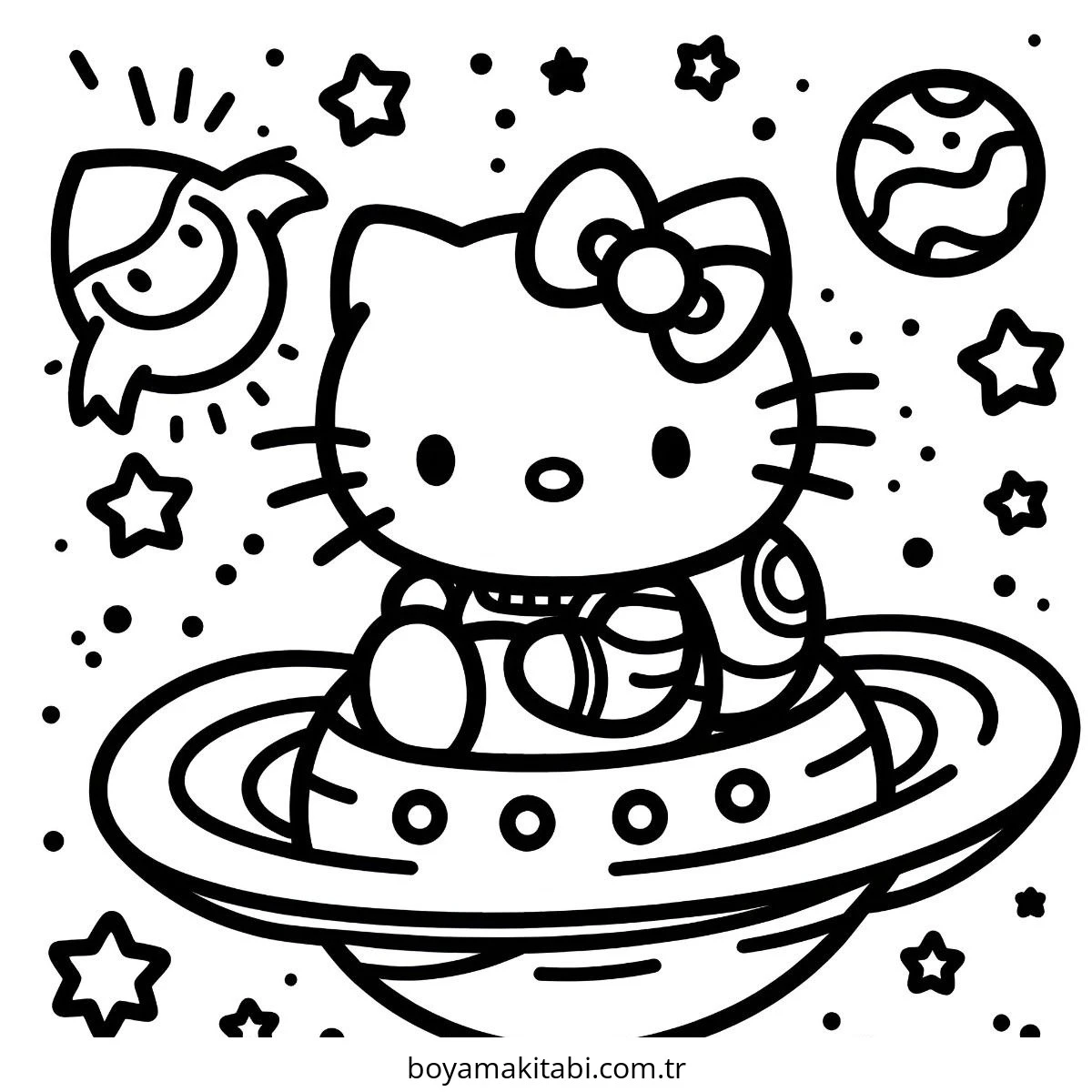 Hello Kitty boyama sayfası – eğitici aktivite, yaratıcılık