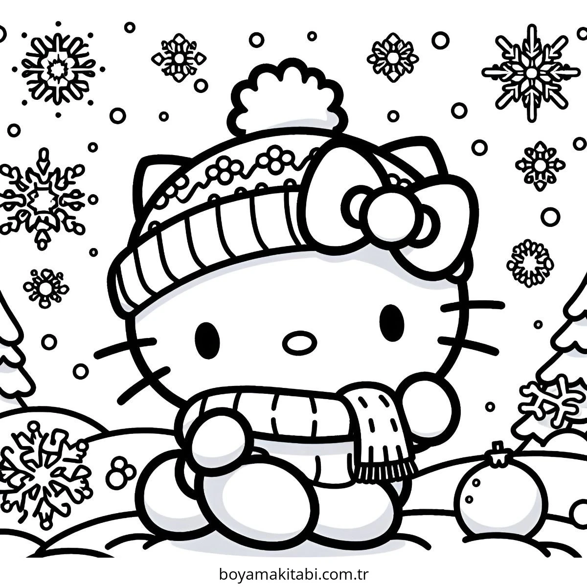 Hello Kitty boyama sayfası – el becerilerini geliştirir, boyama çalışması
