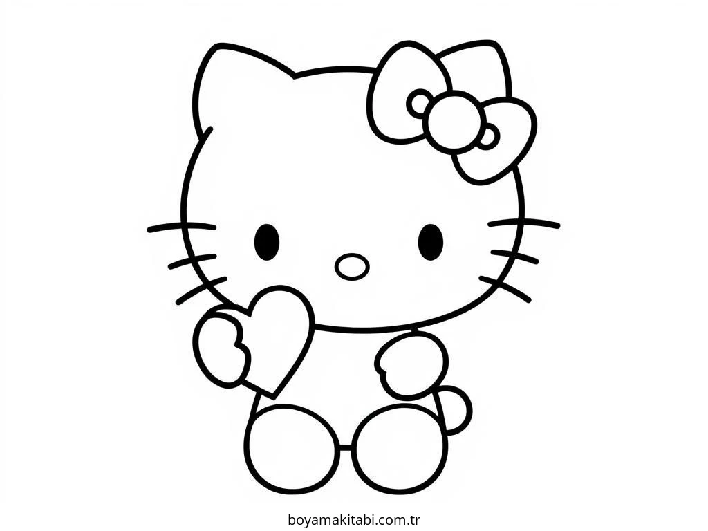 Hello Kitty boyama sayfası – çocuk aktivitesi, PDF indir
