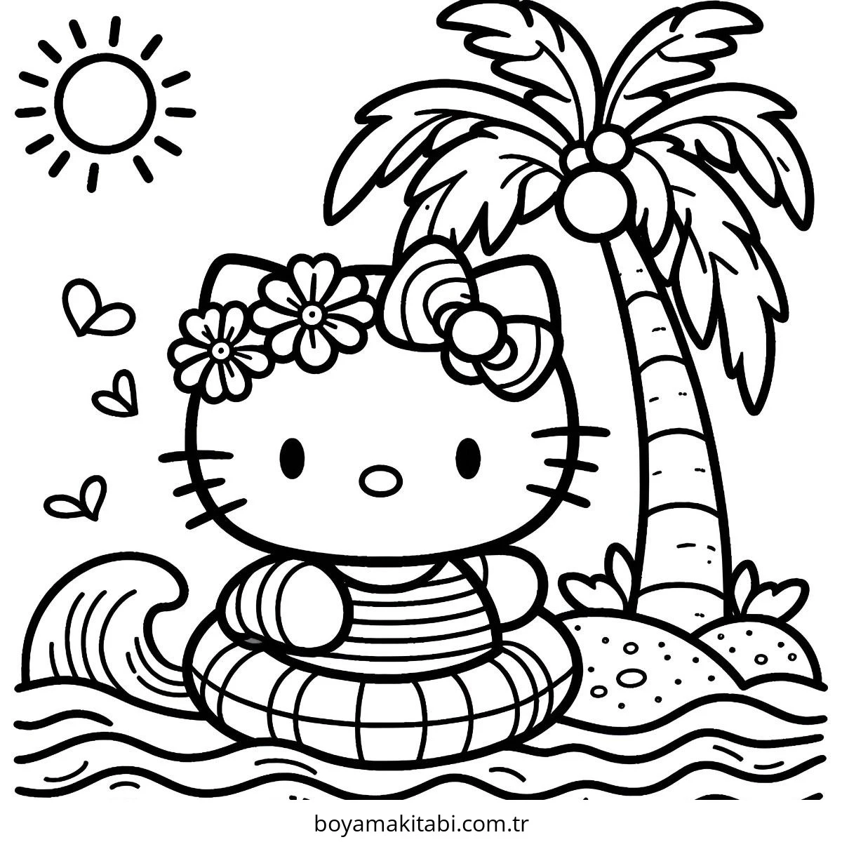 Hello Kitty boyama sayfası – sanatsal çalışma, çocuklar için