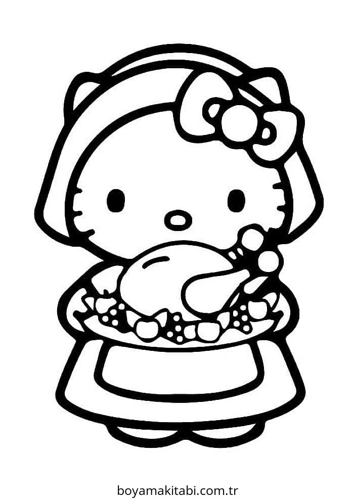 Hello Kitty boyama sayfası – boyama çalışması, yaratıcılığı geliştirir