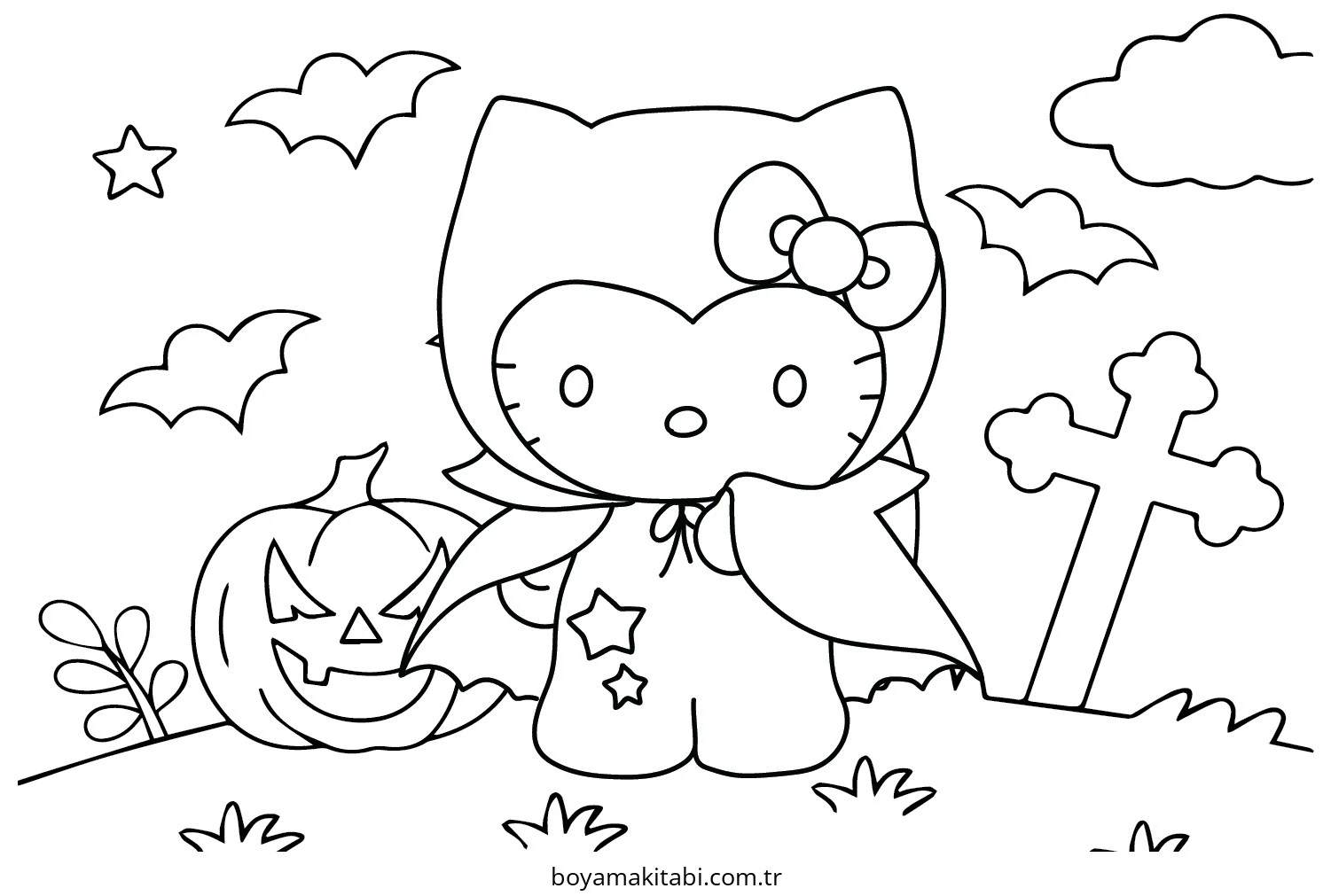 Hello Kitty boyama sayfası – eğlenceli etkinlik, el becerilerini geliştirir