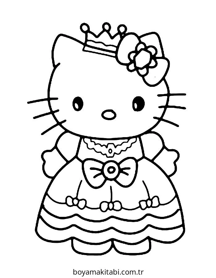 Hello Kitty boyama sayfası – yaratıcılığı geliştirir, keyifli zaman