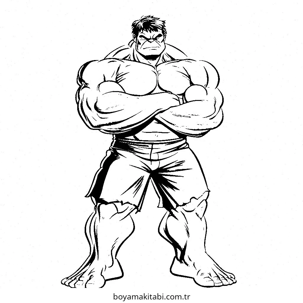 Hulk boyama sayfası – sevimli karakter, sanatsal çalışma