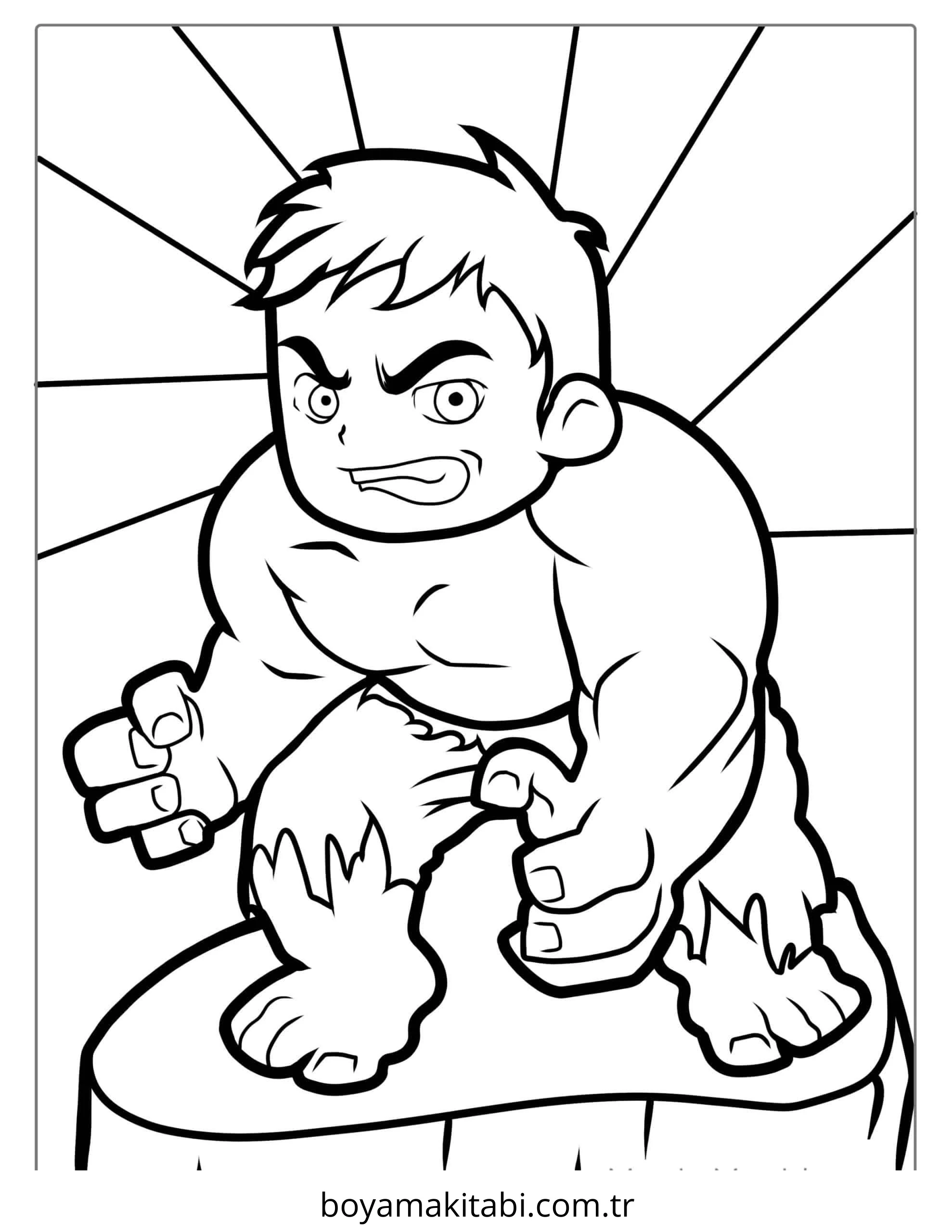 Hulk boyama sayfası – renkli çizimler, okul öncesi