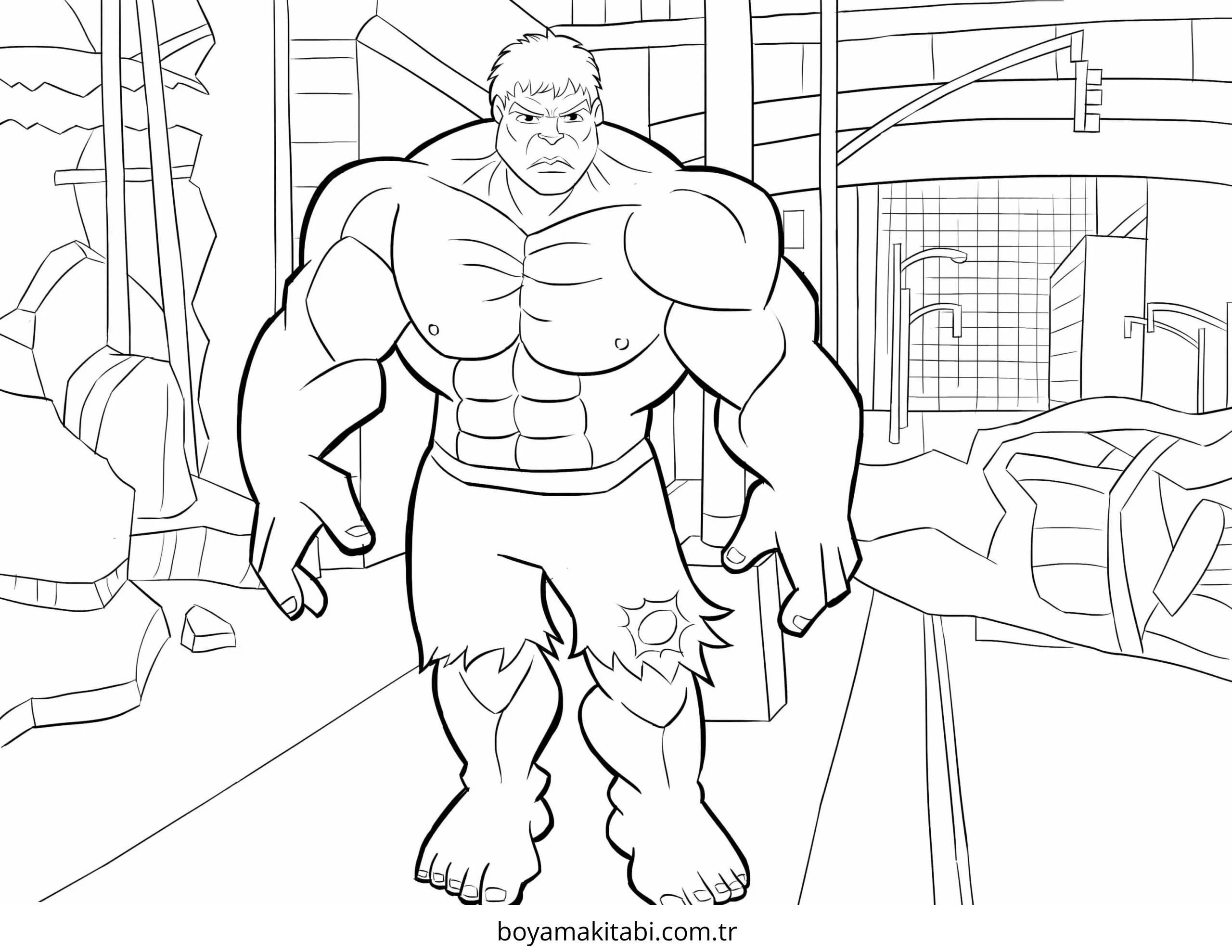 Hulk boyama sayfası – sevimli karakter, sanatsal çalışma