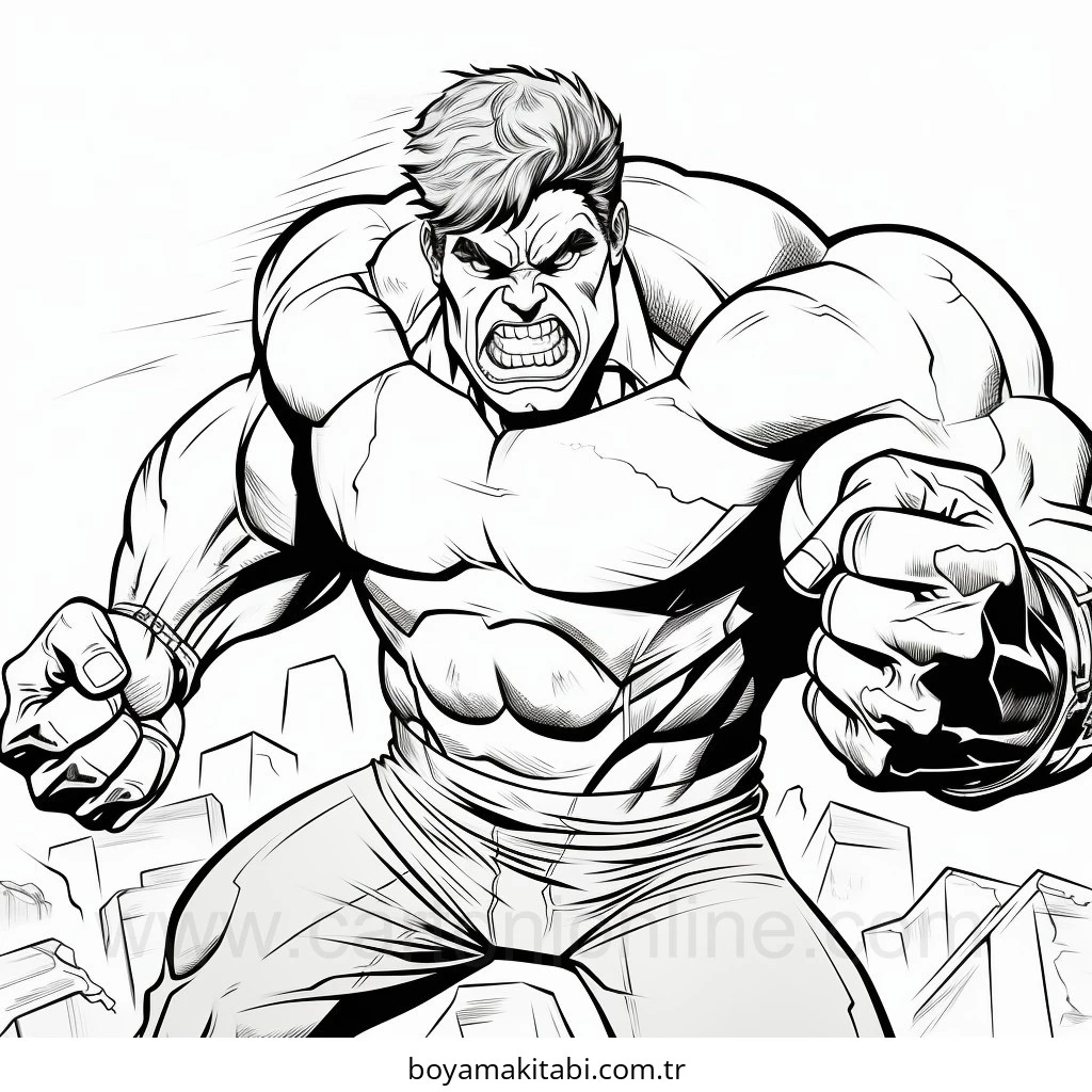 Hulk boyama sayfası – sanatsal çalışma, çocuklar için