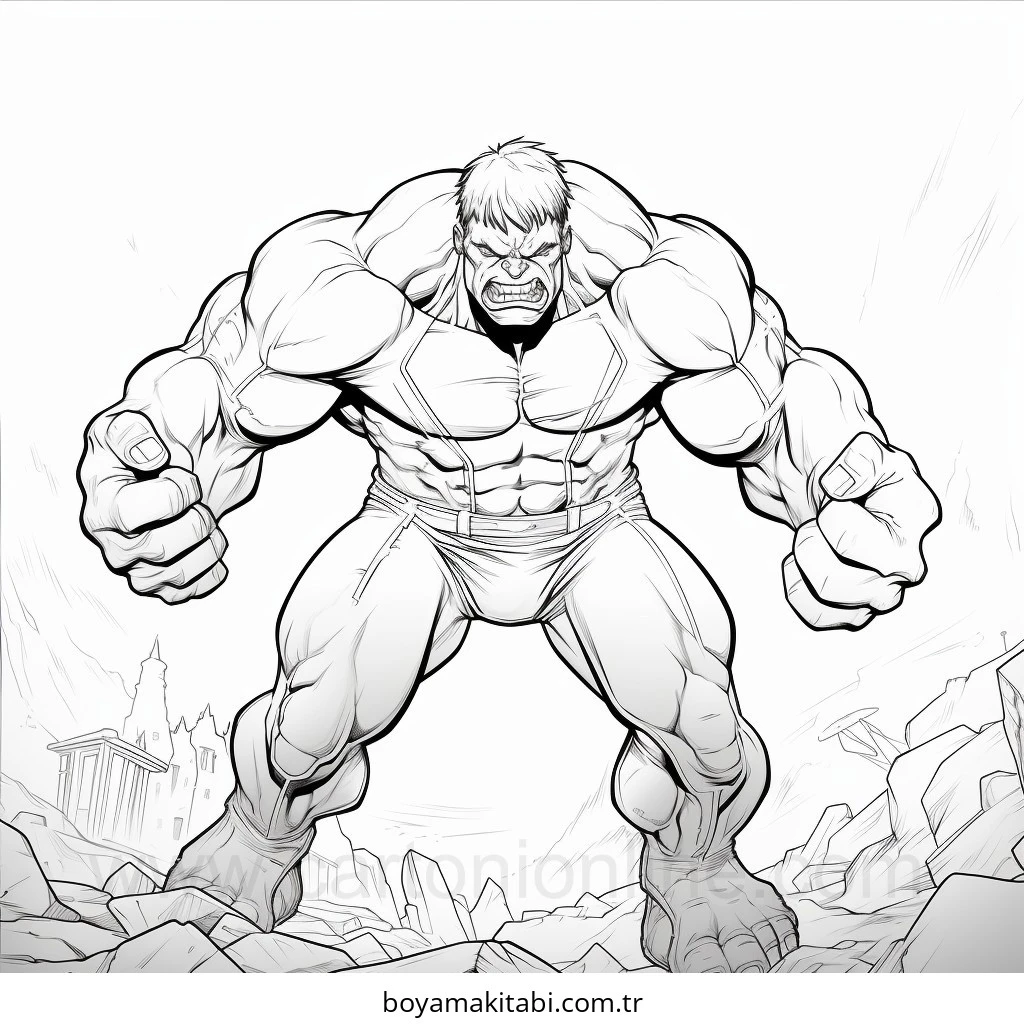 Hulk boyama sayfası – PDF indir, sevimli karakter
