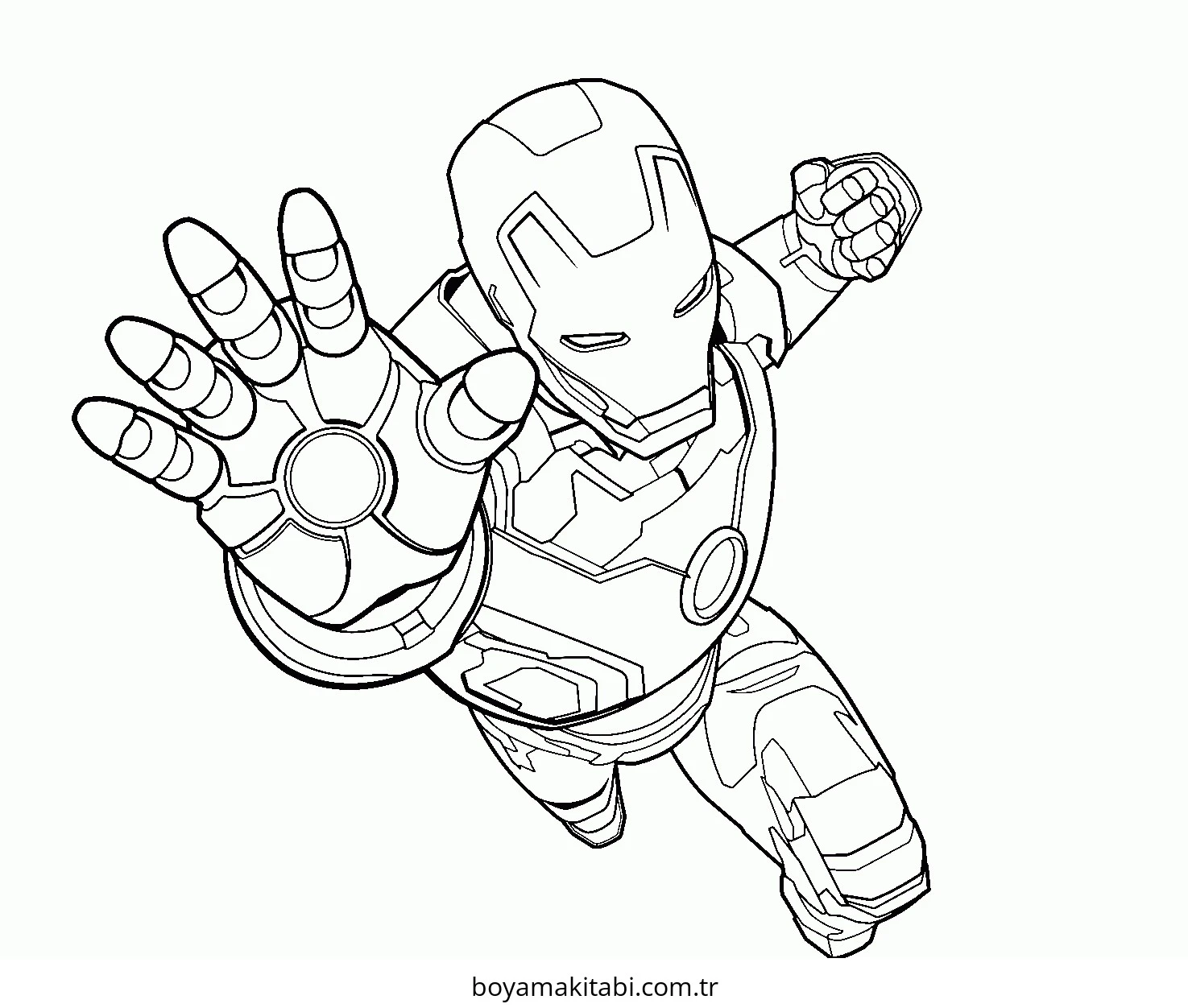 Iron Man boyama sayfası #19 – dikkat ve odaklanma geliştirir, A4 baskıya uygun