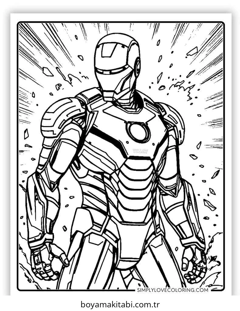 Iron Man boyama sayfası #27 – mürekkep tasarrufu sağlar, PDF indir