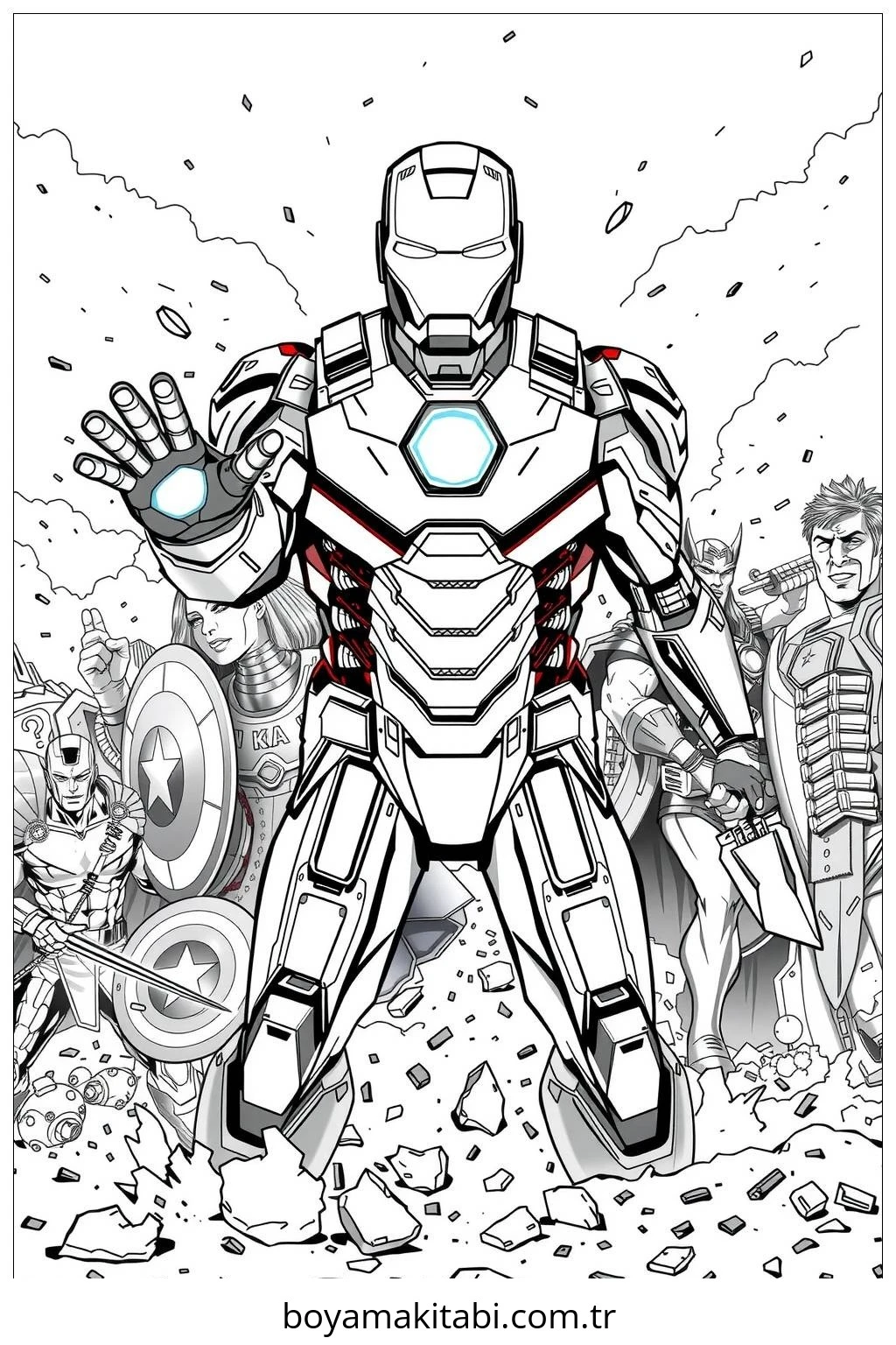 Iron Man boyama sayfası #37 – eğlenceli etkinlik, el becerilerini geliştirir