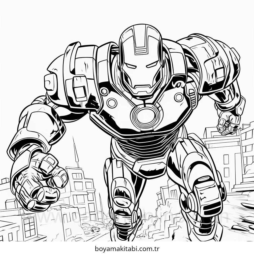 Iron Man boyama sayfası #44 – el becerilerini geliştirir, boyama çalışması