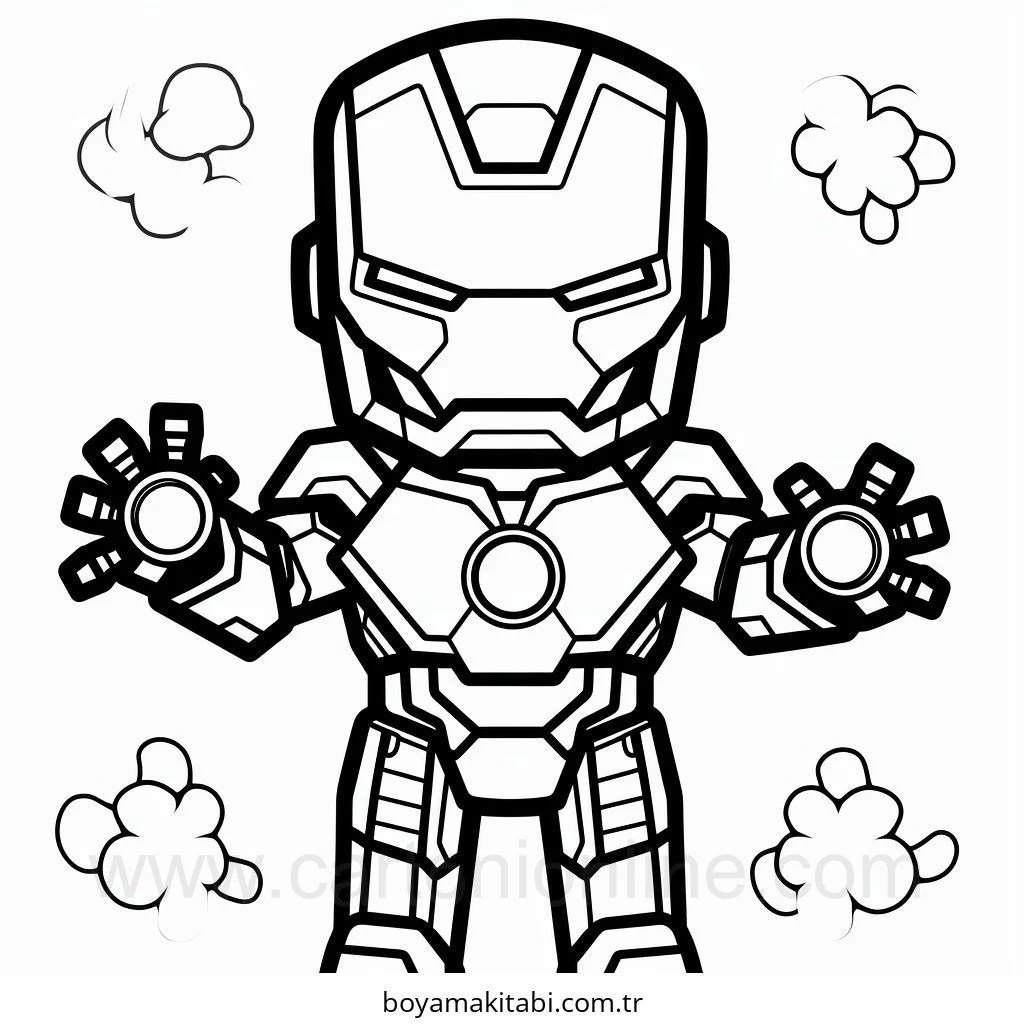Iron Man boyama sayfası #45 – keyifli zaman, renkli çizimler
