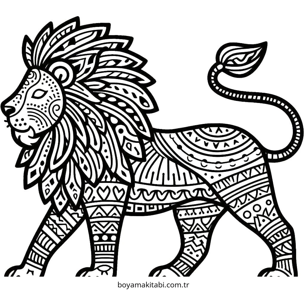 Aslan boyama sayfası – keyifli zaman, renkli çizimler