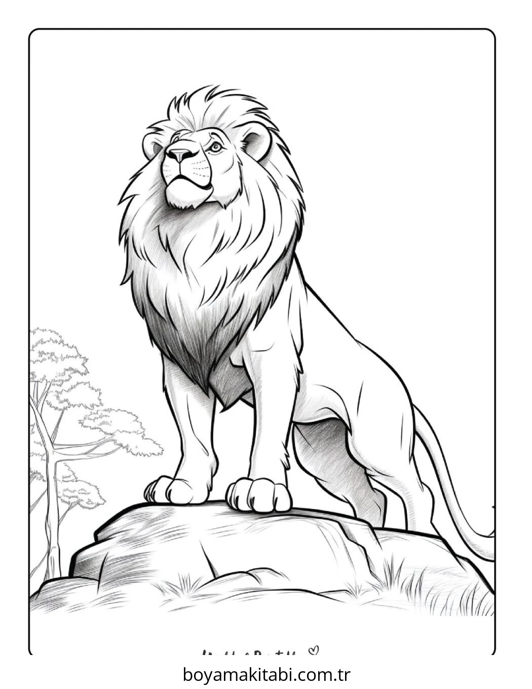 Aslan boyama sayfası – çocuk aktivitesi, PDF indir