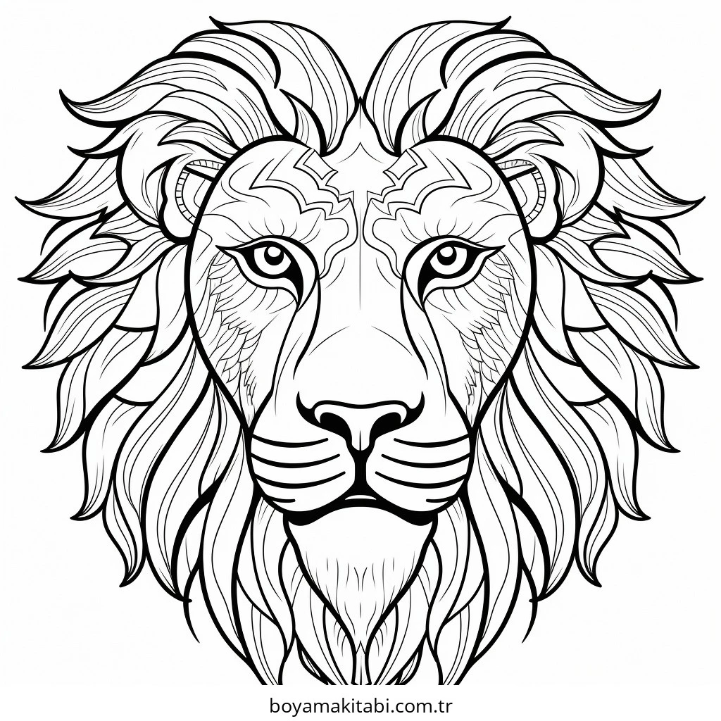 Aslan boyama sayfası – basit çizim, kolay boyama