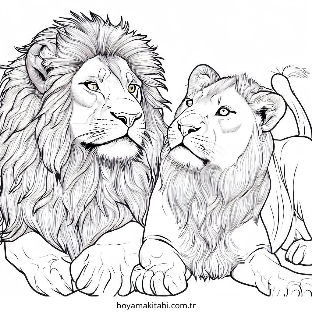 Aslan boyama sayfası – yaratıcılık, eğlenceli etkinlik