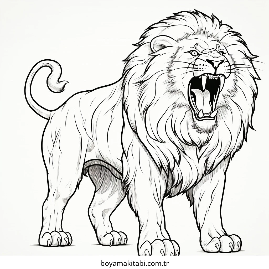 Aslan boyama sayfası – PDF indir, sevimli karakter