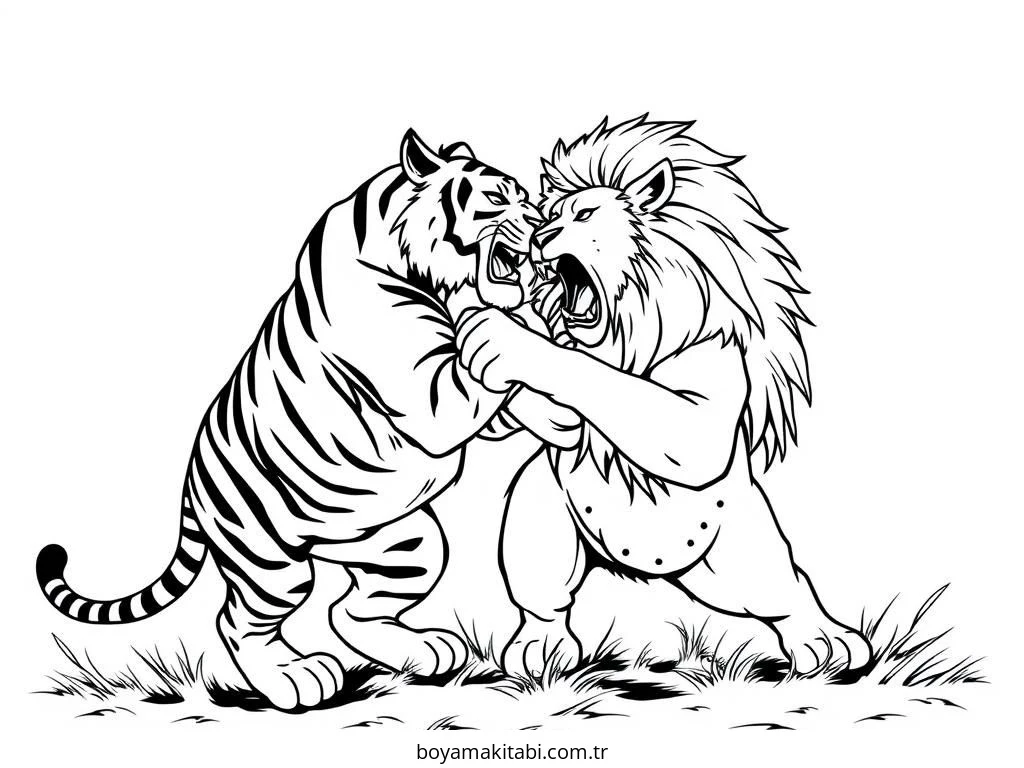 Aslan boyama sayfası – evde etkinlik, ücretsiz yazdır