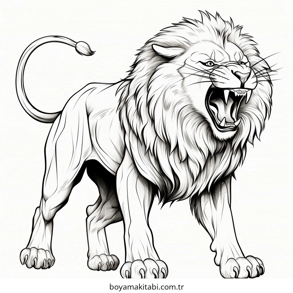 Aslan boyama sayfası – boyama çalışması, yaratıcılığı geliştirir
